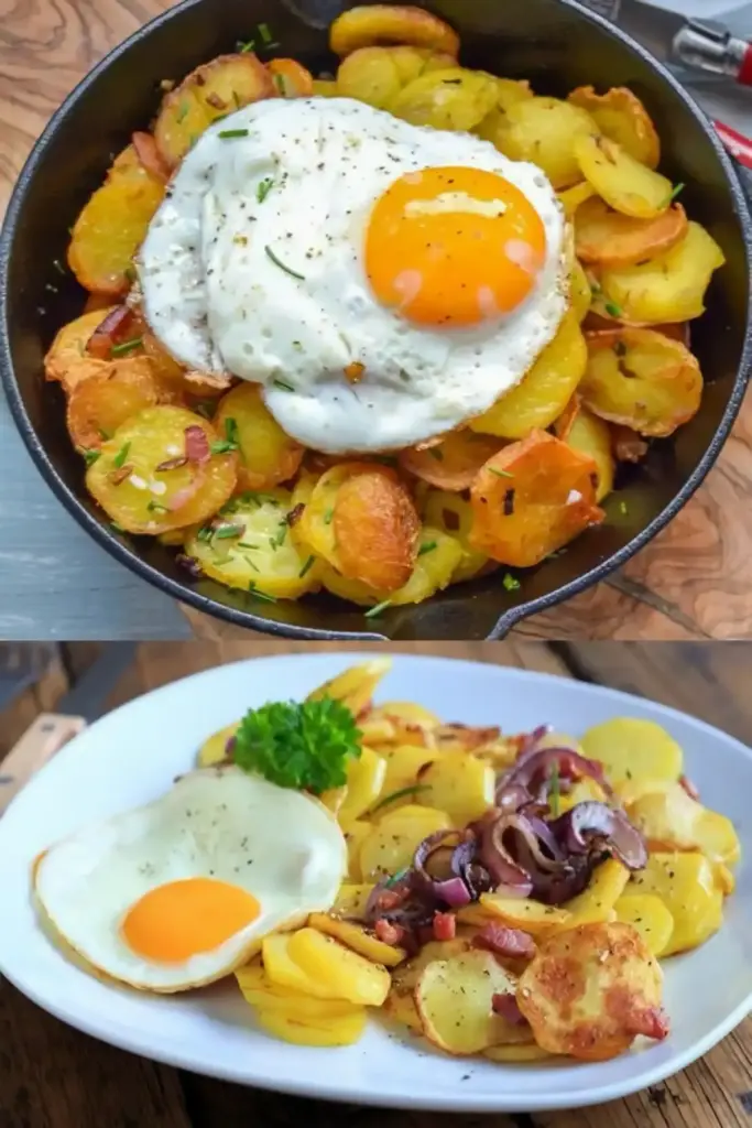 Bratkartoffeln mit Ei und Käse