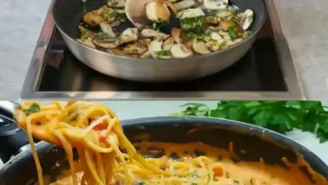 Das muss ich immer wieder zubereiten Champignons Spaghetti aus der Pfanne W2xEX 2.5x Q99