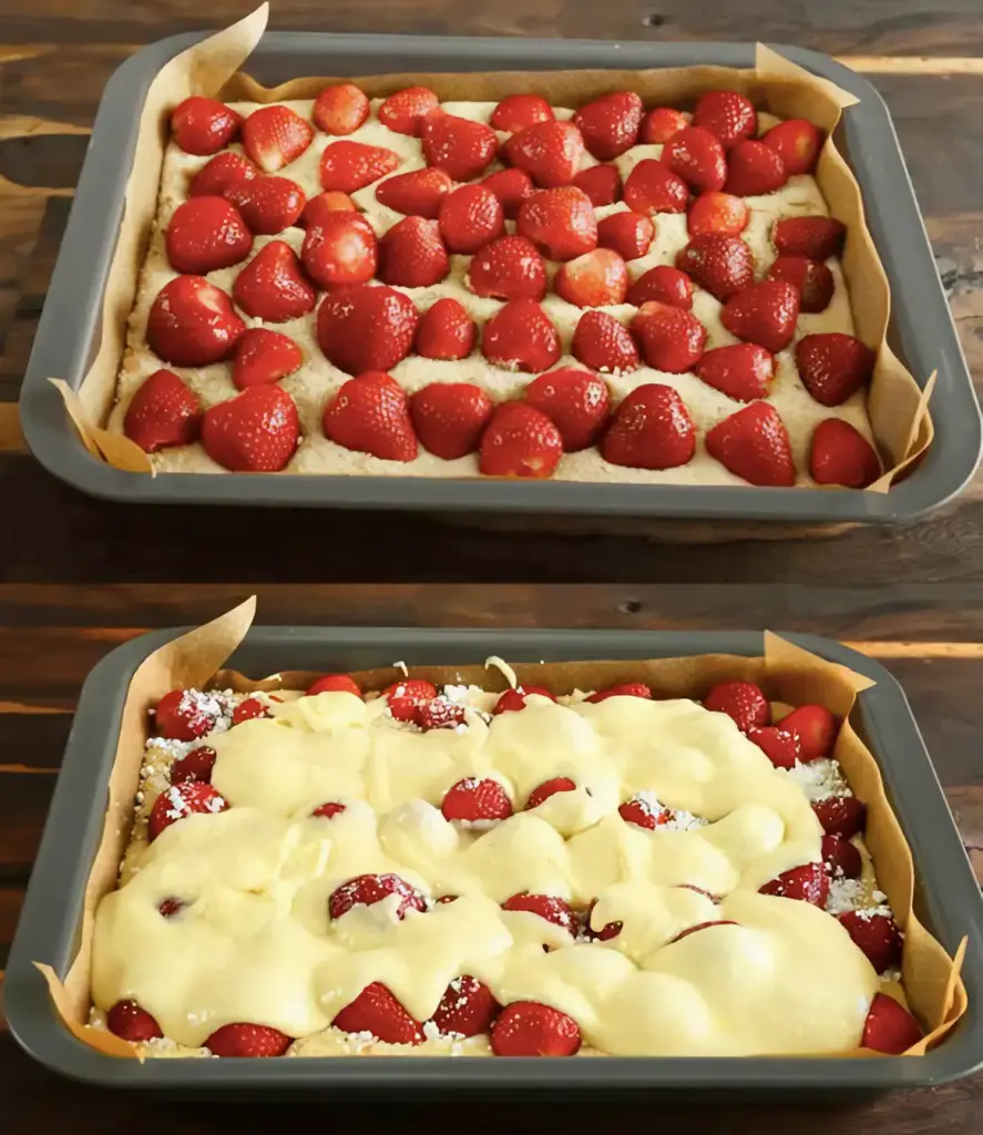 Erdbeer Blechkuchen, Ratzfatz weggefuttert