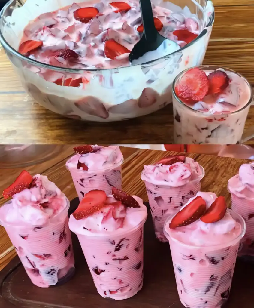 Erdbeer Dessert mit Joghurt, Ein tolles Gericht mit nur 3 Zutaten!