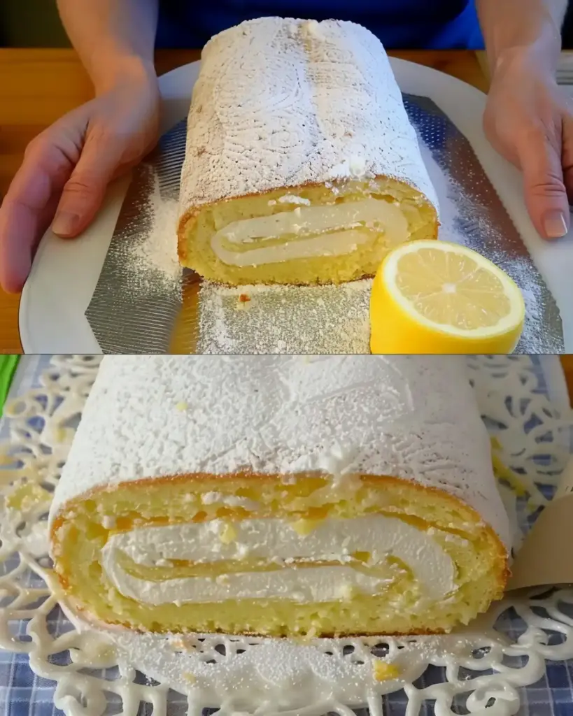 Erfrischende Biskuitrolle Mit Zitronen, Perfekt Für Den Sommer