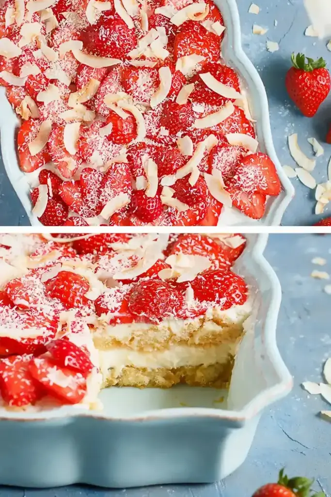 FRÜHLING IN ROT-WEISS ERDBEER-RHABARBER-TIRAMISU MIT KOKOS