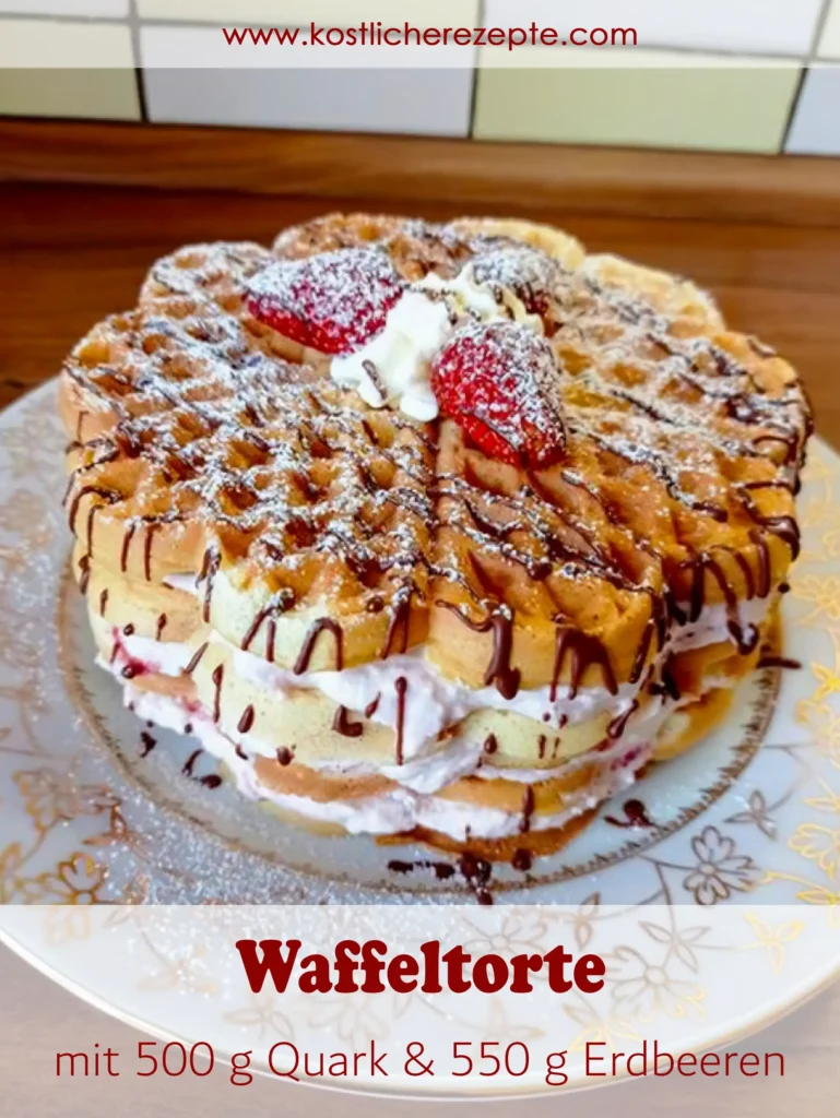 Waffeltorte mit 500 g Quark und 550 g Erdbeeren wie ich sie liebe 1 Waffeltorte mit 500 g Quark und 550 g Erdbeeren wie ich sie liebe