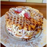 Waffeltorte mit 500 g Quark und 550 g Erdbeeren wie ich sie liebe W2xEX 2.5x