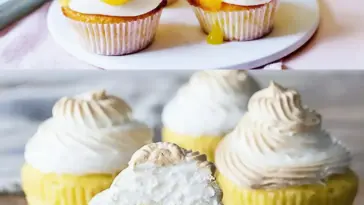 Zitronen Cupcakes mit Baiser haube Fuer ca. 12 cupcakes W2xEX 2.5x Q99