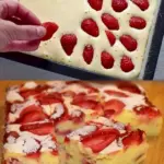 5 Minuten Erdbeer Biskuitkuchen vom Blech ein Tassenrezept W2xEX 2.5x Q99