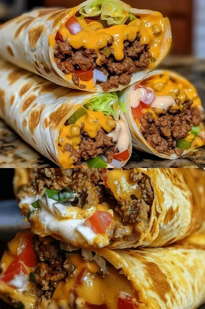Big Mac Rolle gefüllt Hackfleisch & 120 g geriebener Käse
