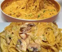 Champignons Spaghetti aus der Pfanne Schneller weg als man gucken kann 1