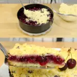 Kirsch Streuselkuchen mit Pudding und 1 Glas Kirschen W2xEX 2.5x