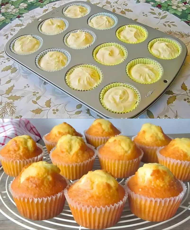 Omas Quark Muffins mit Vanillepudding