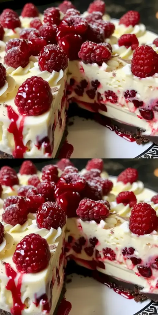 Weißer Schokoladen-Himbeer-Käsekuchen