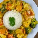Hähnchen-Curry-Sauce mit Langkornreis