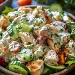 Griechischer Haehnchen Salat mit 200 g Tzatziki W2xEX 2.5x Q99