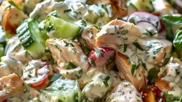 Griechischer Haehnchen Salat mit 200 g Tzatziki W2xEX 2.5x Q99