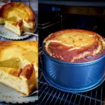 Ein frisch gebackener Käsekuchen Lecker mit Früchten garniert