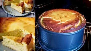 Ein frisch gebackener Käsekuchen Lecker mit Früchten garniert