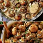 Knoblauch mit 450 g frische Champignons in Leckere Rahmsosse W2xEX 2.5x Q99