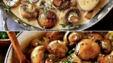 Knoblauch mit 450 g frische Champignons in Leckere Rahmsosse W2xEX 2.5x Q99
