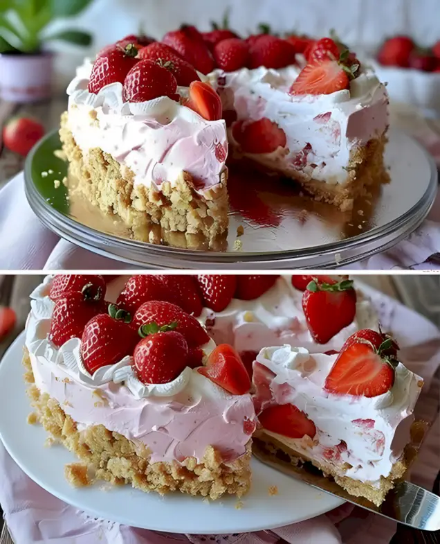 Erdbeerkuchen ohne Backen mit 350 g Mascarpone und Keksbboden