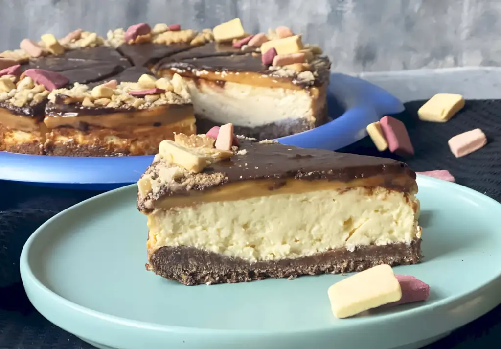 Gesunder Cheesecake mit Karamell und Kakao-Bananen-Glasur - Protein-Kuchen 2 Gesunder Cheesecake mit Karamell und Kakao Bananen Glasur Protein Kuchen W2xEX 2.5x