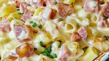 Nudelauflauf ‘Hawaii’ mit 250g Käse mache ich jede Woche