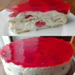Quark-Pudding-Torte mit Erdbeeren und Tortenguss ohne Backen