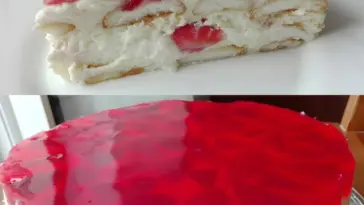 Quark-Pudding-Torte mit Erdbeeren und Tortenguss ohne Backen