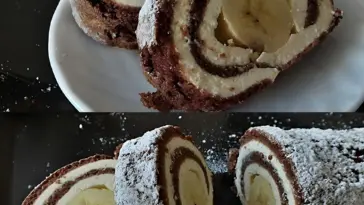 Schokorolle mit Quark und Bananen