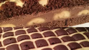 Steppdeckenkuchen mit Schokocreme und Bananen