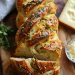Aufgedrehtes Knoblauch-Kräuter-Käsebrot