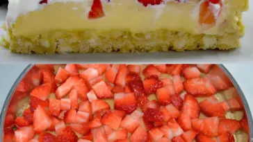 Torte mit Kondensmilchcreme, Erdbeeren und Schlagsahne ohne Backen