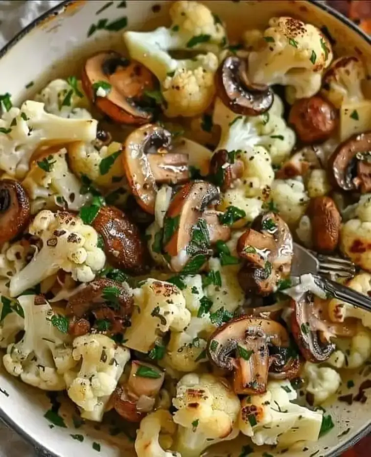 Blitzschnelle Blumenkohl-Champignon-Pfanne mit Knoblauch