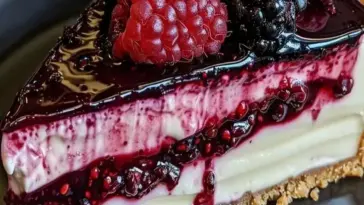 Himmlischer Käsekuchen mit Brombeeren und Himbeeren