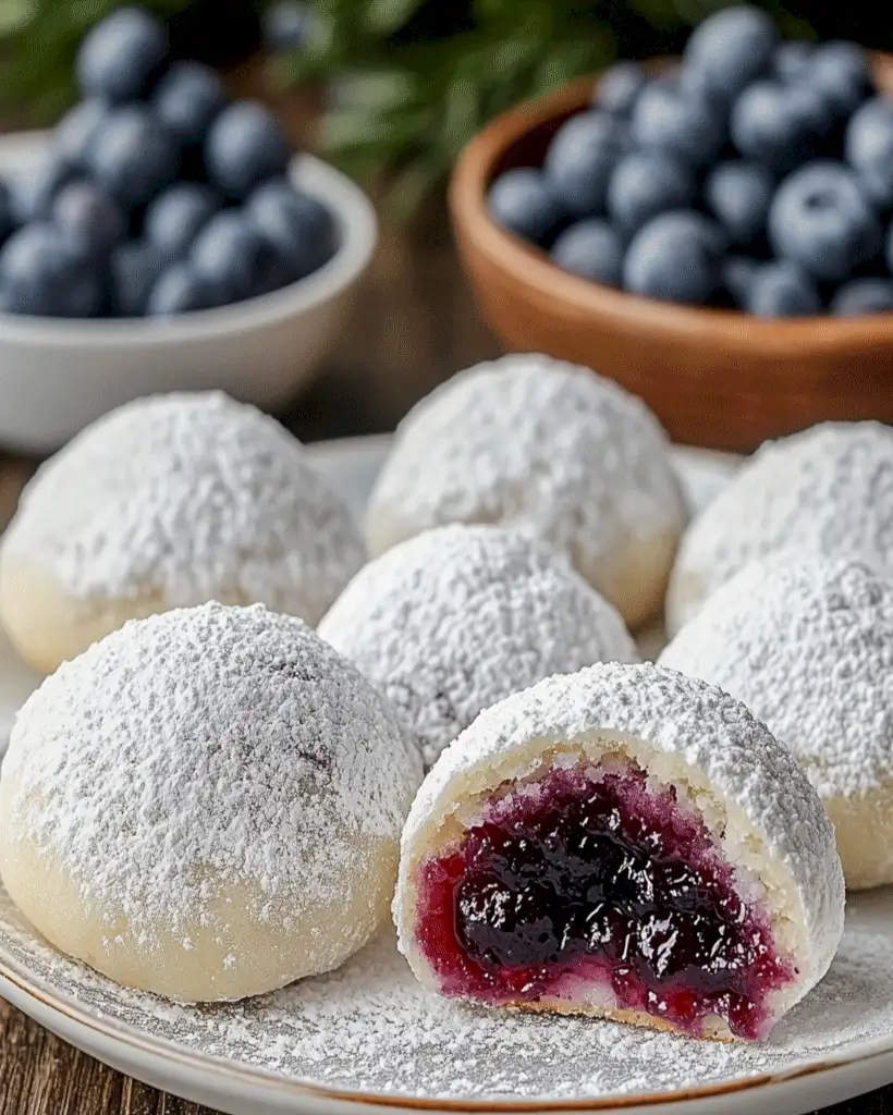 Heidelbeergefüllte Mandel-Schneebälle 1 Bleuberry Filled Almond Snowball Cookies Recipe optimal