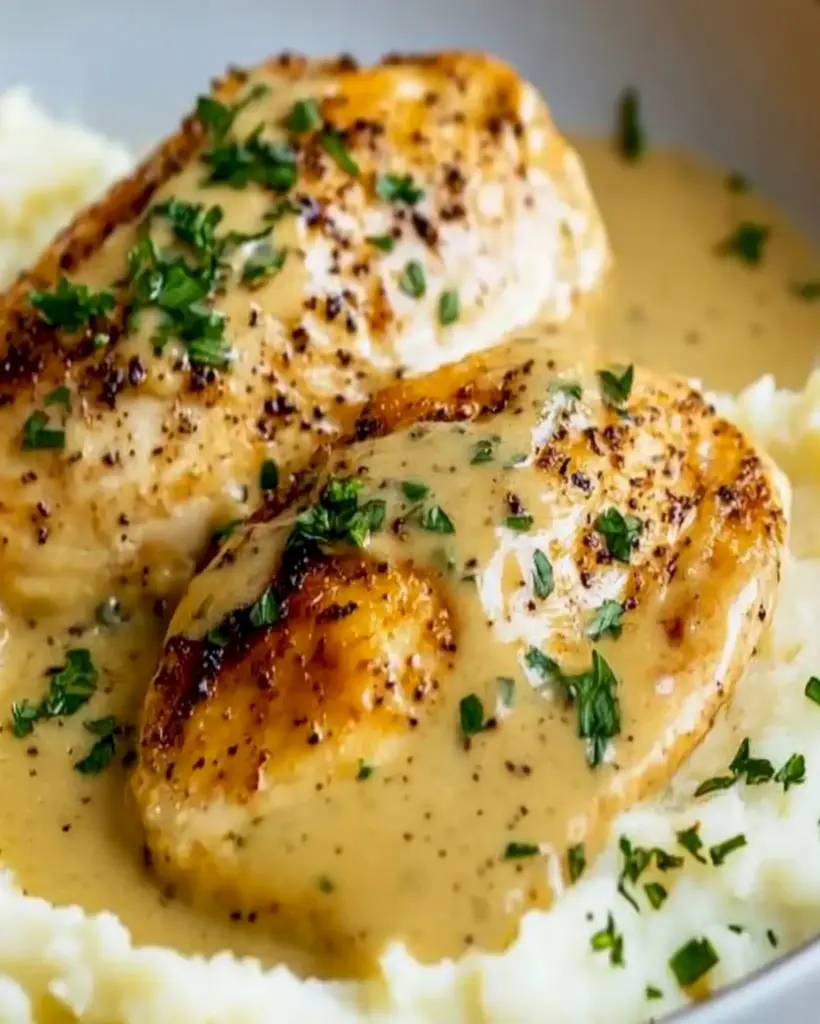 Hähnchen mit Cremiger Dijon-Sauce und Kartoffelbrei 1 Chicken with Creamy Dijon Sauce Recipe Easy One Pan Meal optimal recipes W2xEX 2x Q99 webp