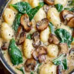 Cremige Spinat- und Champignon-Gnocchi – Ein-Pfannen-Rezept
