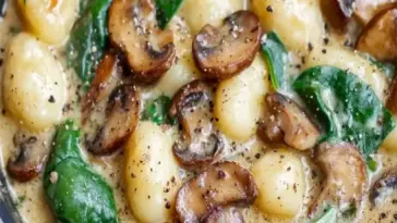 Cremige Spinat- und Champignon-Gnocchi – Ein-Pfannen-Rezept