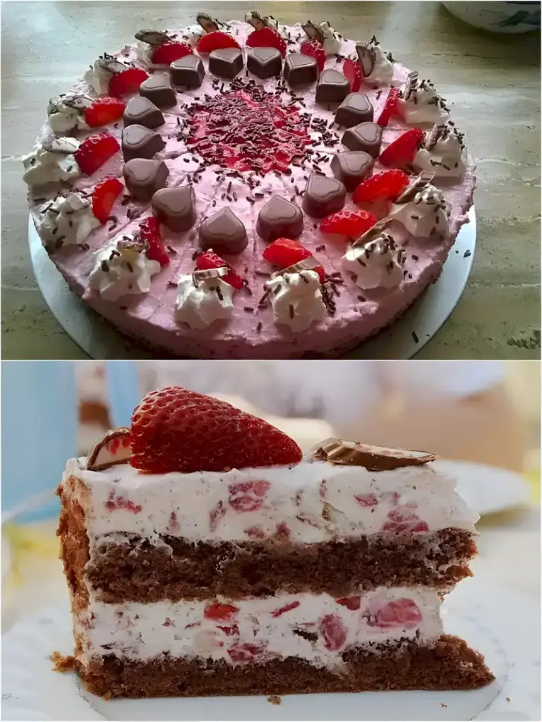 Erdbeer Yogurette Torte mit Nussboden