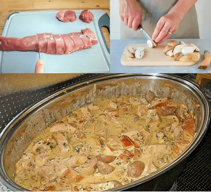 Filettopf mit 500 g Champignons aus dem Glas & 2 Knoblauchzehen