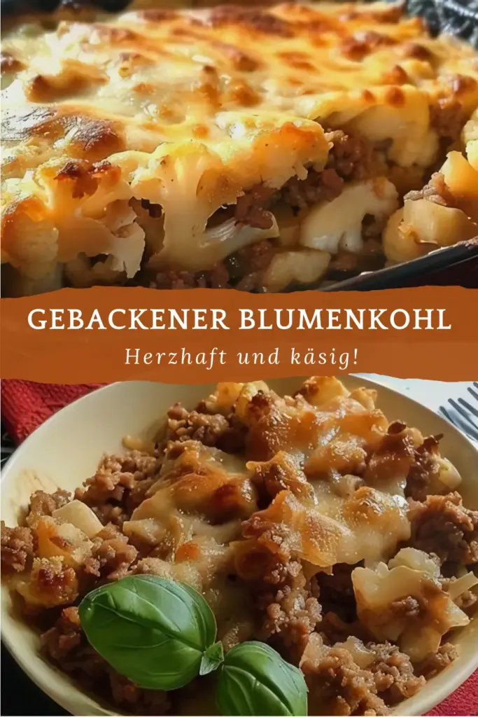 Gebackener Blumenkohl Mit 450 g Hackfleisch und 100 g Käse 1 Gebackener Blumenkohl Mit 450 g Hackfleisch und 100 g Kaese
