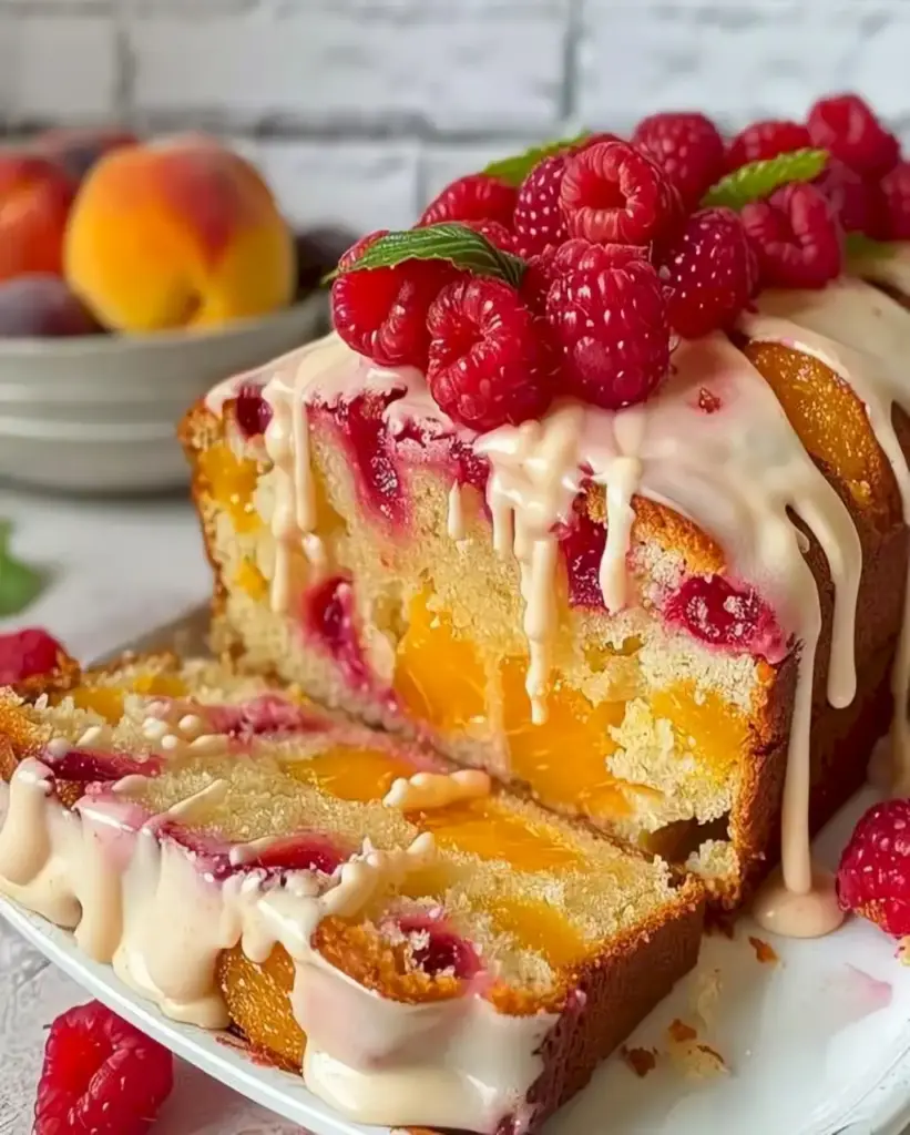 Saftiger Pfirsich-Himbeer-Kuchen 1 Juicy Peach Raspberry Cake Delicious Summer Dessert optimal recipes W2xEX 2x Q99 webp