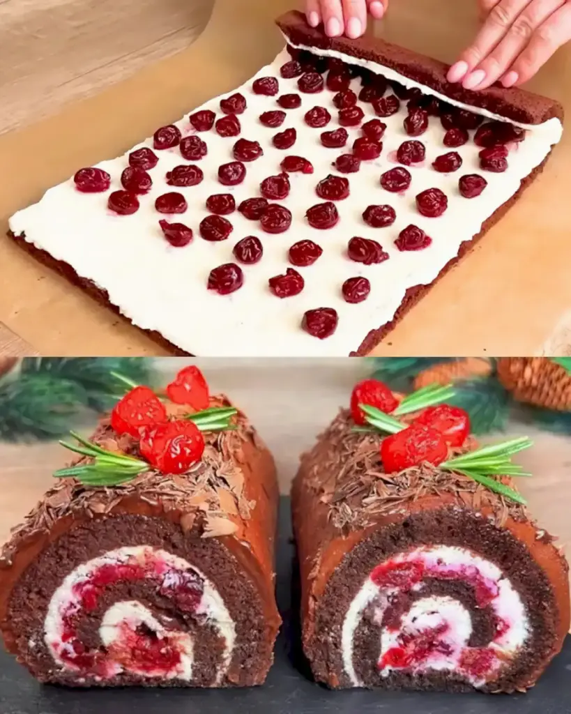 Kirschenrollen das Rezept für ein wunderschönes Dessert, perfekt für die Feiertage