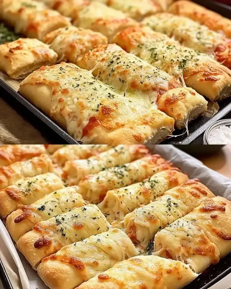 Käsestangen mit Knoblauch und Petersilie