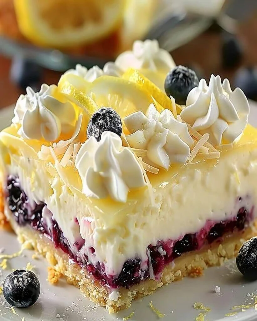 Zitronen-Blaubeer-Käsekuchen-Riegel