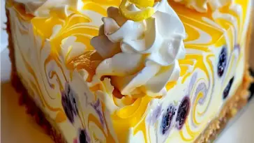 Zitronen-Heidelbeer Käsekuchen mit Schwirle