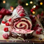 Himbeer-Schokoladen-Bûche de Noël | Festliches Weihnachtsdessert