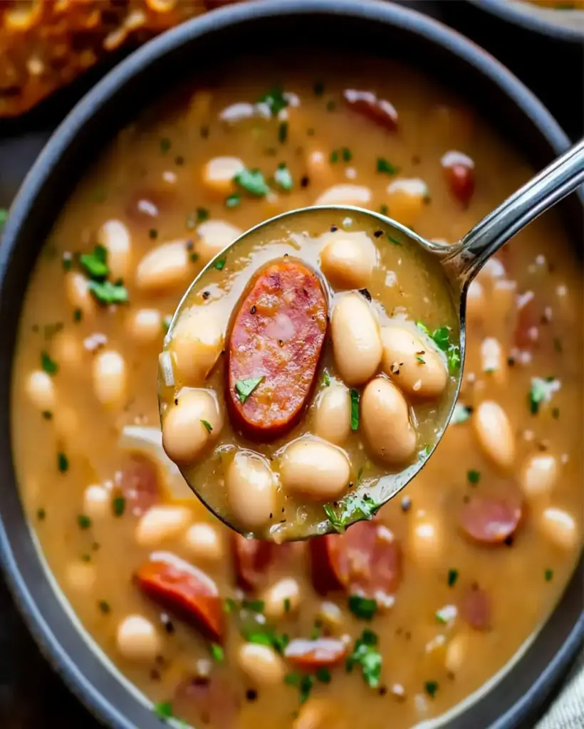 Herzhafte Cremige Bohnensuppe mit Räucher-Kielbasa 1 Savory Creamy Bean Soup with Smoky Kielbasa optimal recipes W2xEX 2x Q99 webp