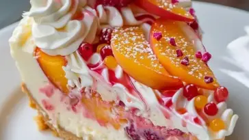 Beeren-und Pfirsich-Cheesecake-Verführung
