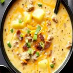 Bier Kaese Kartoffelsuppe mit Wuerstchen