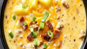 Bier Kaese Kartoffelsuppe mit Wuerstchen